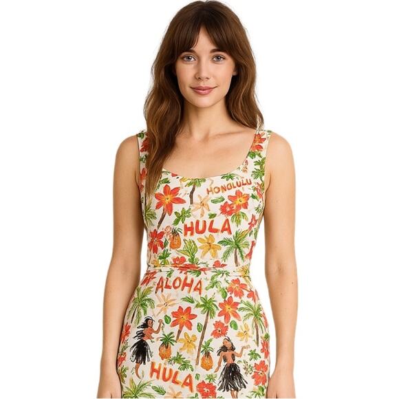 Vintage David Meister Aloha Hawaii Hula Summer Dress 100% Silk Neimans Size 8 - Picture 14 of 15